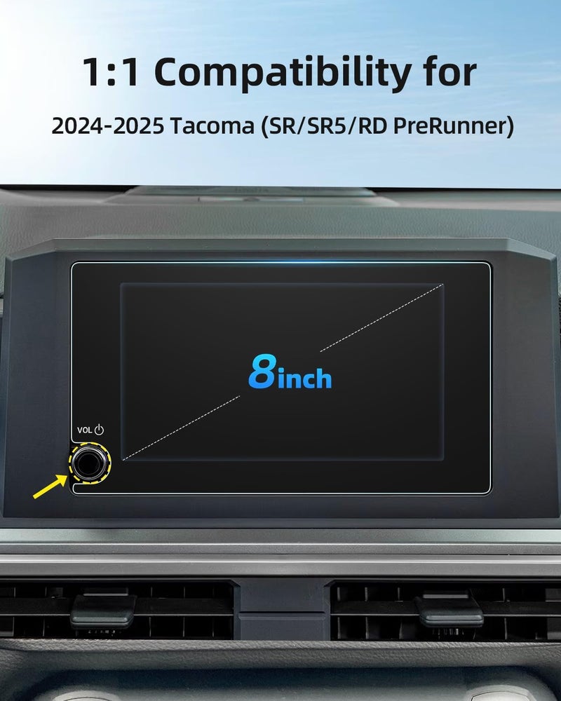 LANGBEAN Anti-Glare Matte 8-Inch Screen Protector for 2024-2025 Tacoma (SR/SR5/RD PreRunner) Infotainment Touchscreen, 9H Tempered Glass/Anti-Fingerprint 2025 Tacoma Accessories - Image 2
